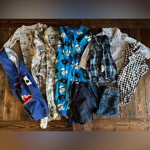 24 month 2T bundled clothing lot • boy toddler pjs sleepers onesie button shirt